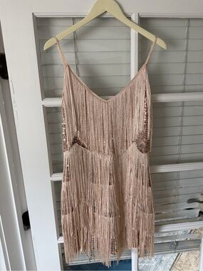 Lulus Sequin Flapper Dress in Gold